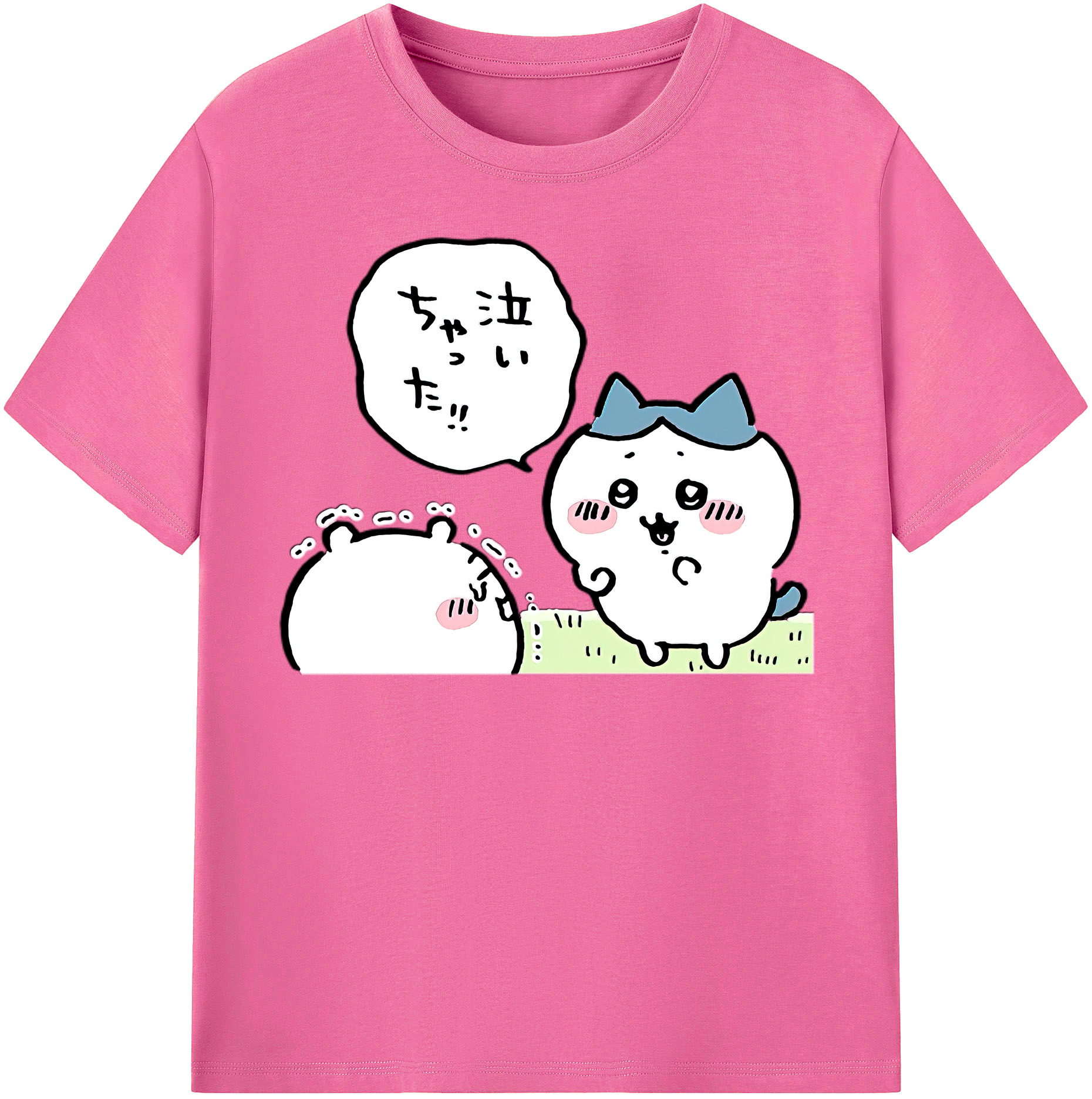 （画像用） ちいかわ ハチワレ Chii-kawa hachiware レディースカジュアルプリントTシャツ（綿100％）